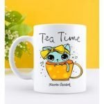 Kişiye Özel Tea Time Tasarımlı Beyaz Kupa Bardak
