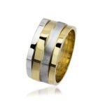 Tesbihane Köşeli Tasarım Dört Şeritli 925 Ayar Gümüş Erkek Alyans